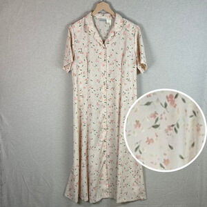 Vintage Koret Womens Floral Button Front Midi Dress Size 16 Cottagecore Easter